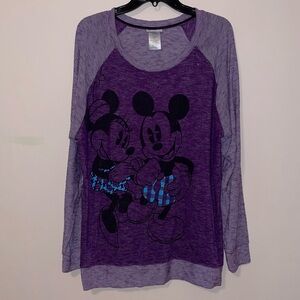 Disney Parks Long Sleeve Mickey and Minnie Baseball Style Lightweight Knit XL